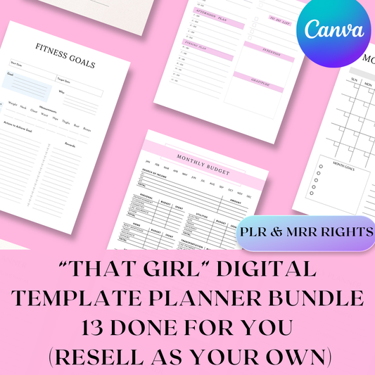 That Girl Digital Bundle – Editable & Resellable Canva Templates