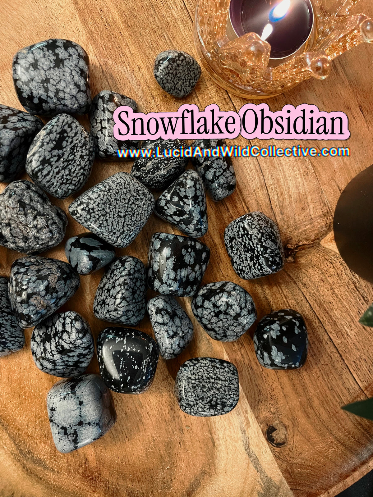 Snowflake Obsidian Tumbled Stone | Protection • Grounding • Release