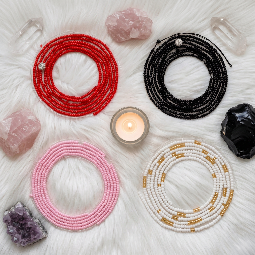 Pre-Spelled Waist Beads – 50” Handmade Tie-On