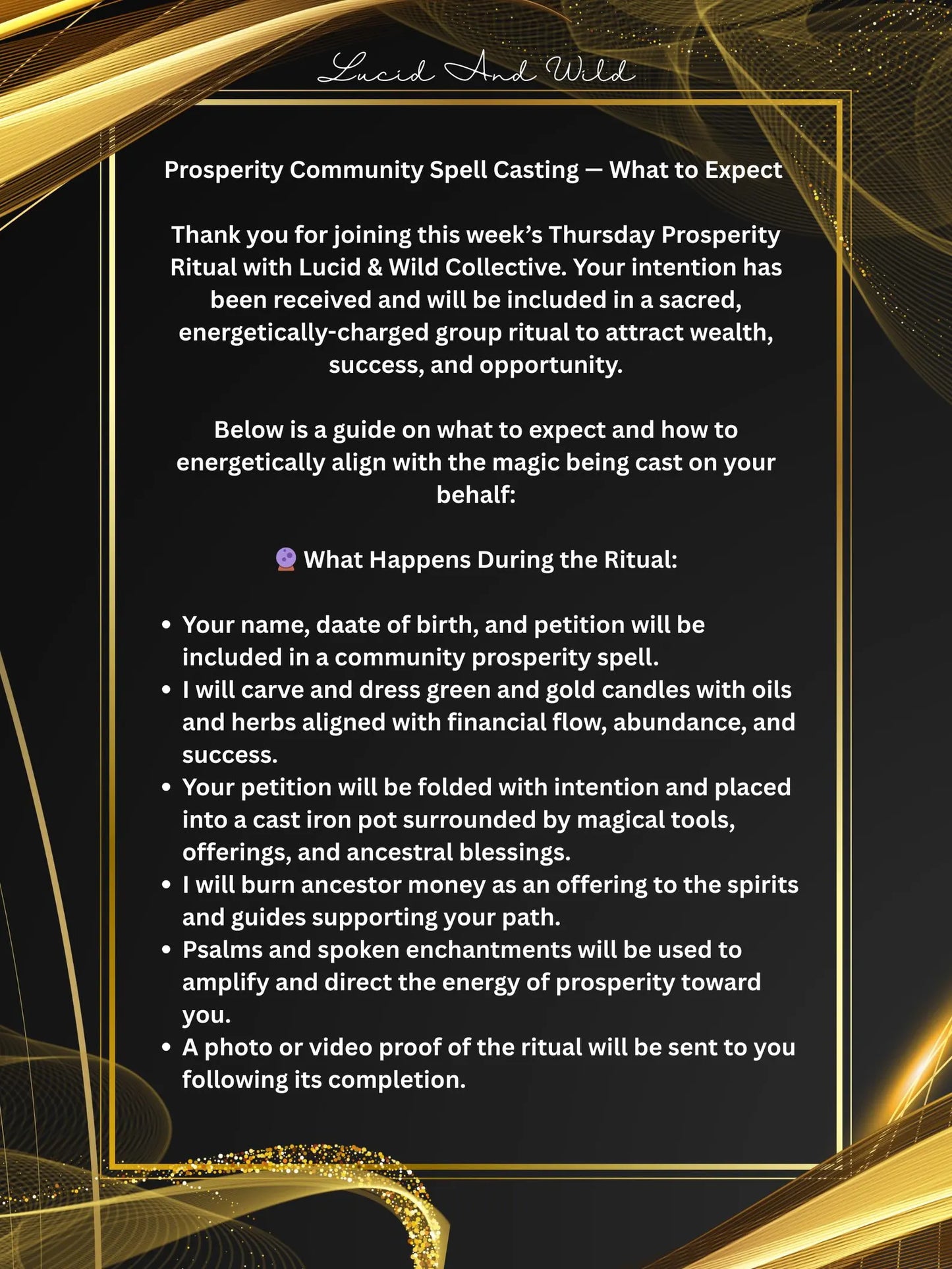 Spellcasting Service - Thursday Prosperity Community Spell - Order by 7pm on or before Thursday to be included in that week's service