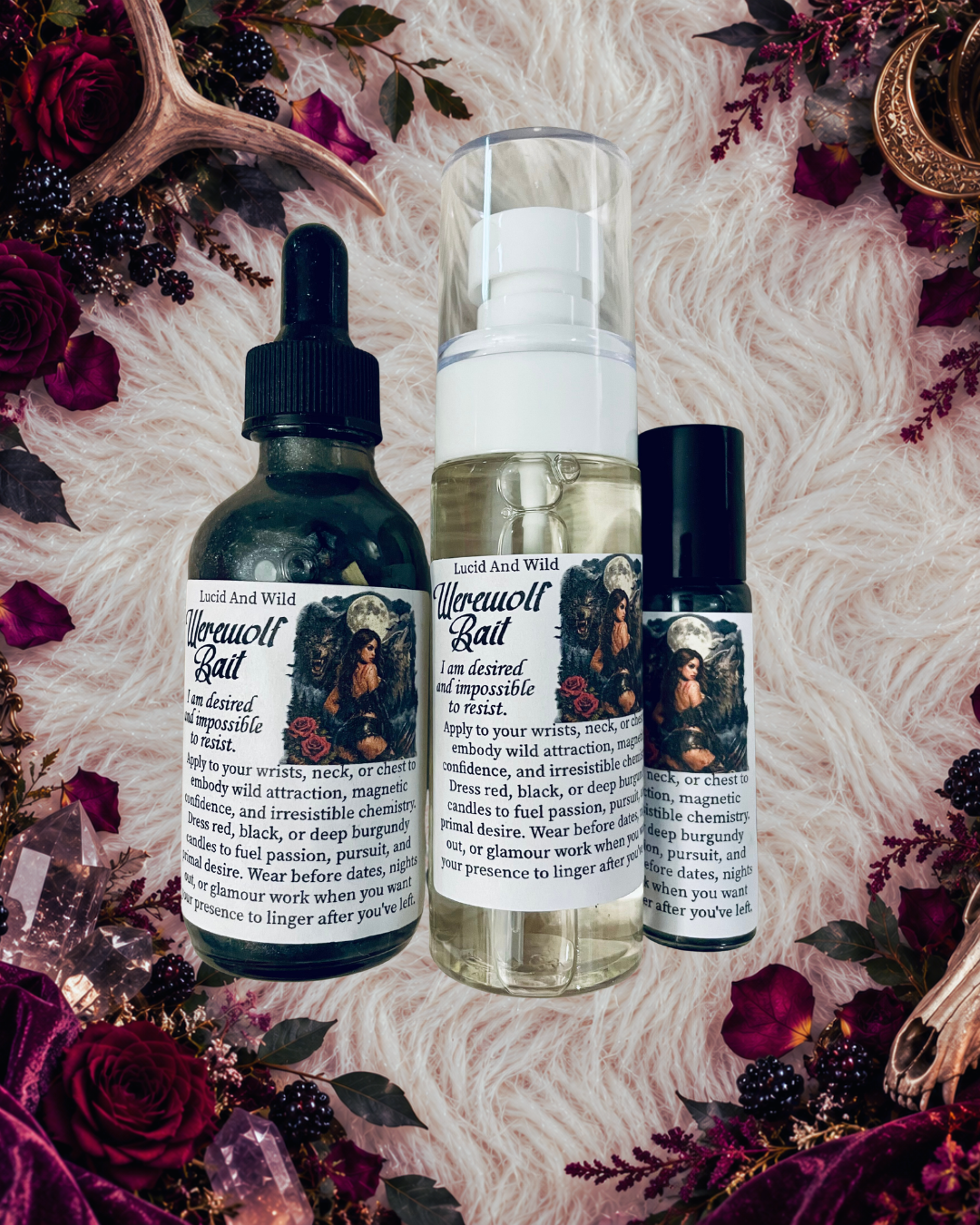 WEREWOLF BAIT Fantasy Intention Oil  Primal Attraction • Earthy Romance • Wild Feminine Energy • Fantasy Glamour