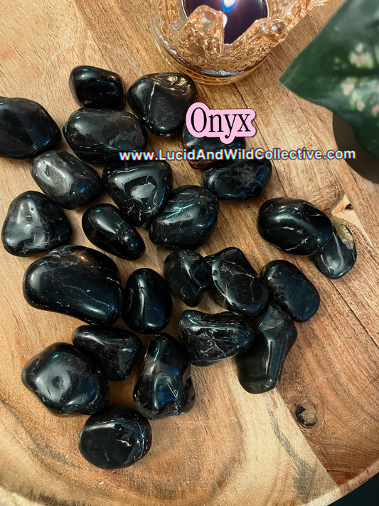 Black Onyx Tumbled Stone | Protection • Discipline • Strength
