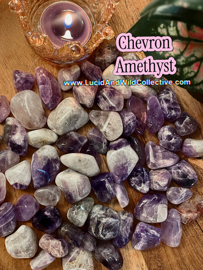 Chevron Amethyst Tumbled Stone | Intuition • Protection • Meditation