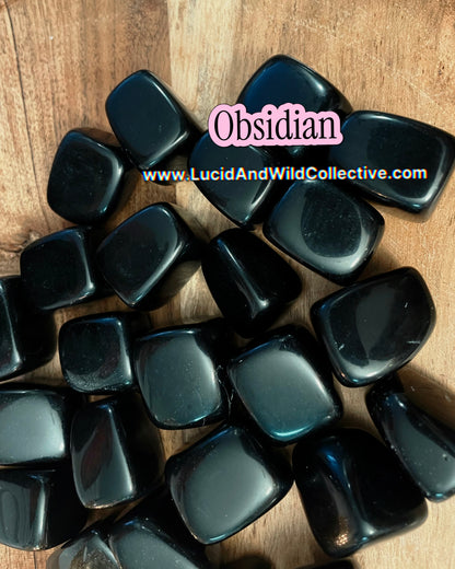 Black Obsidian Tumbled Stone | Protection • Grounding • Energetic Clearing
