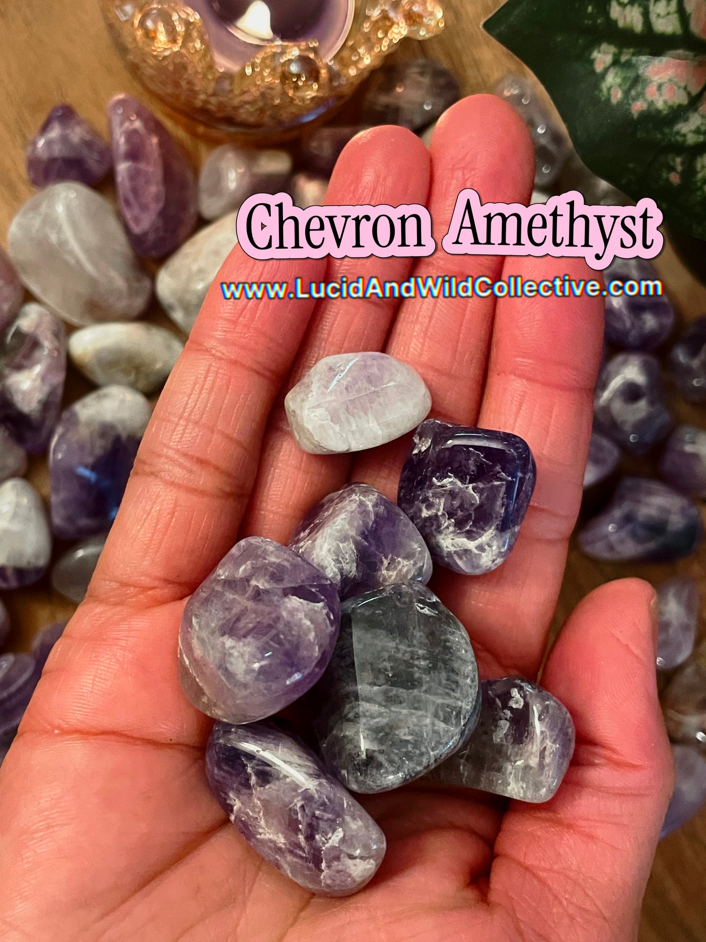 Chevron Amethyst Tumbled Stone | Intuition • Protection • Meditation