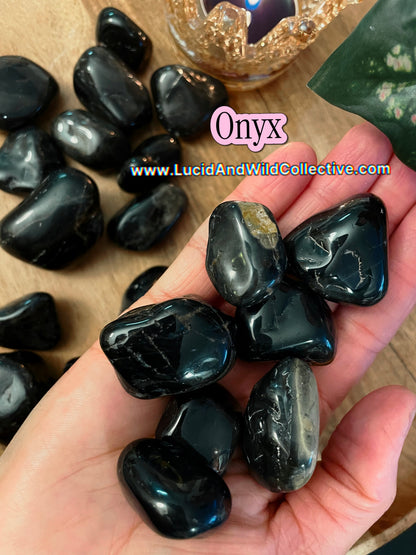 Black Onyx Tumbled Stone | Protection • Discipline • Strength