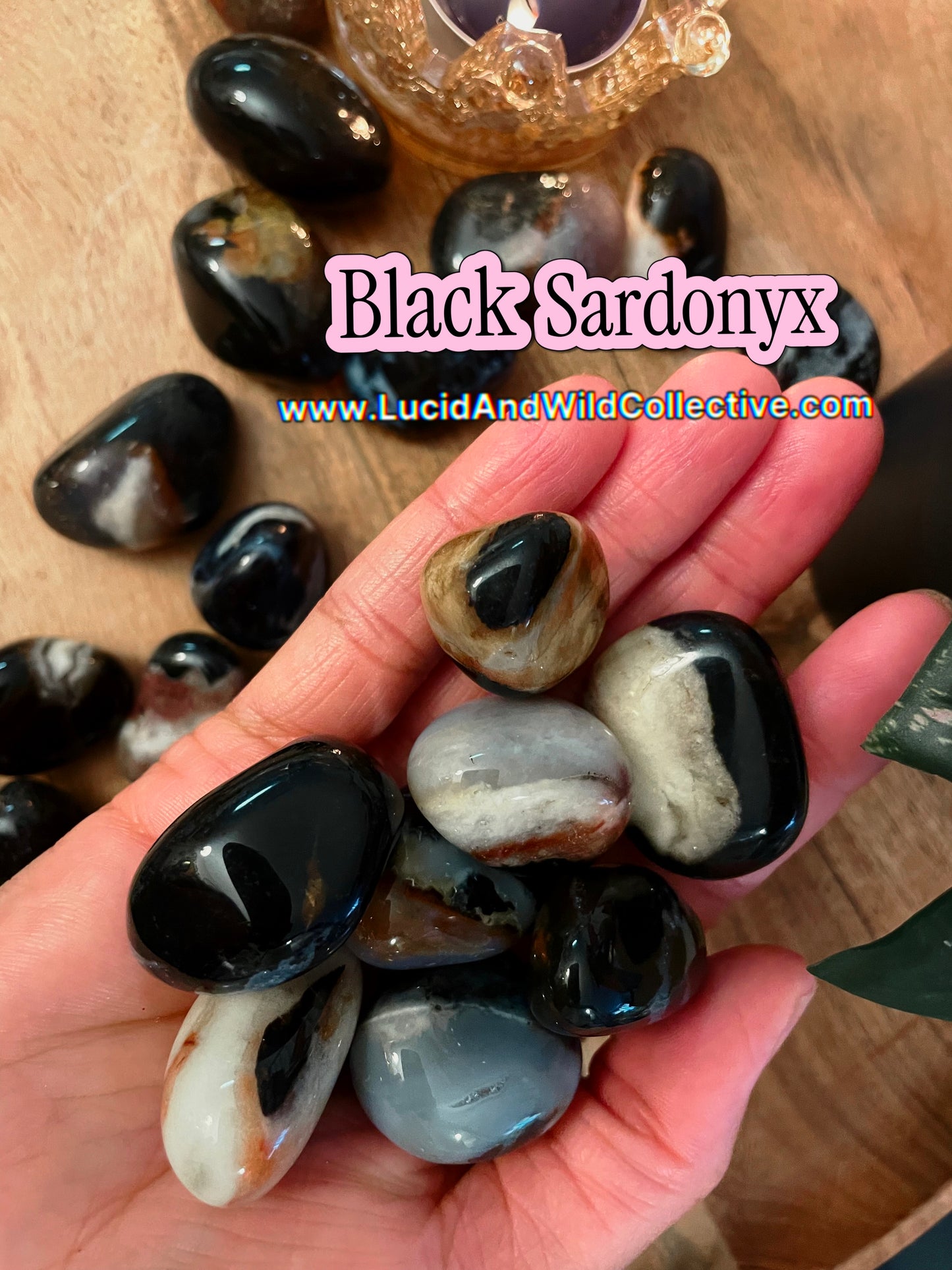 Black Sardonyx Tumbled Stone | Protection • Willpower • Discipline