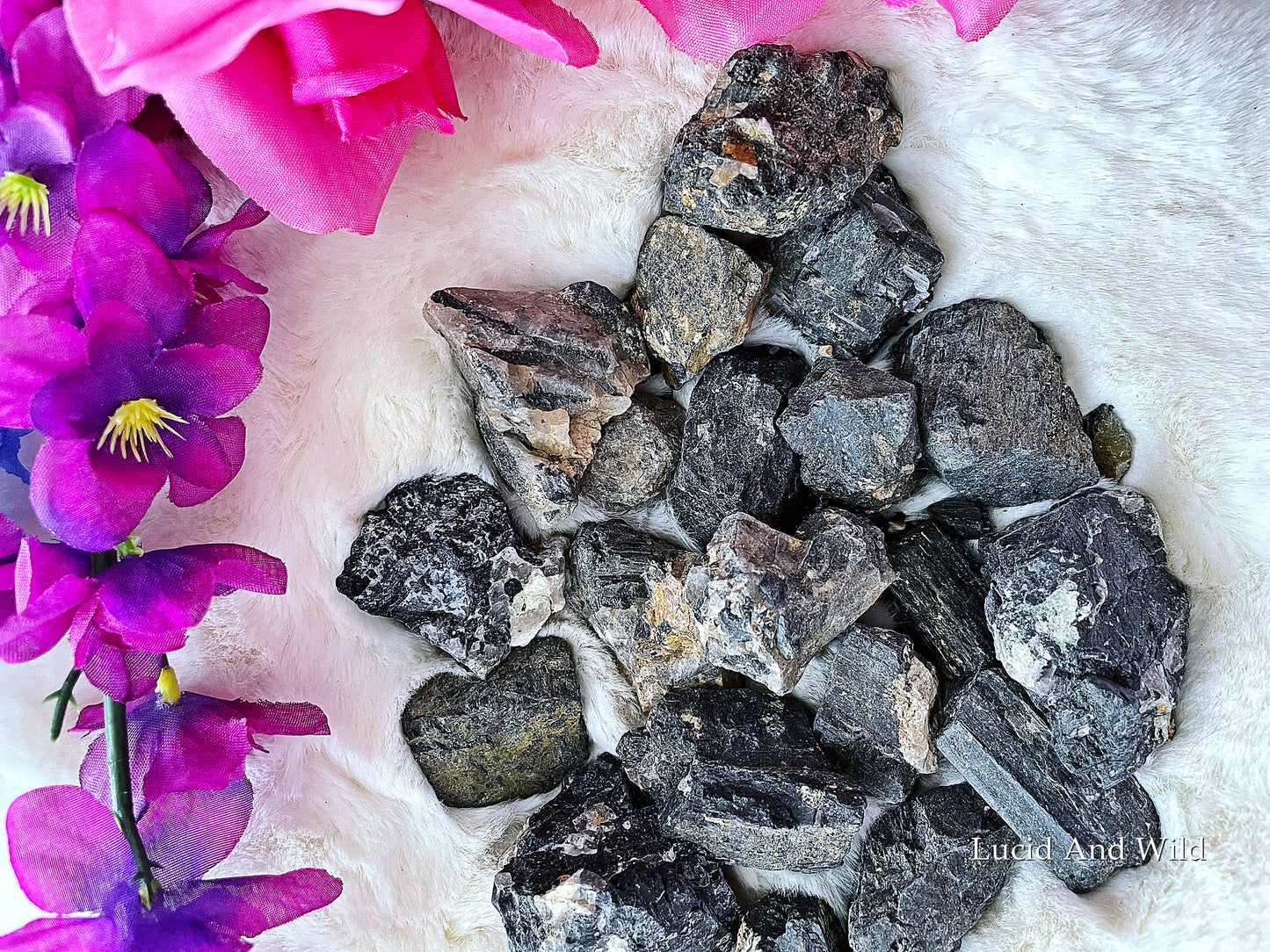 Black Tourmaline Rough Stone 1-2 inch size