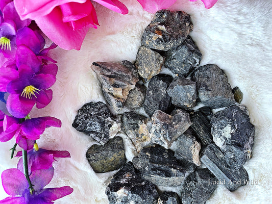 Black Tourmaline Rough Stone 1-2 inch size