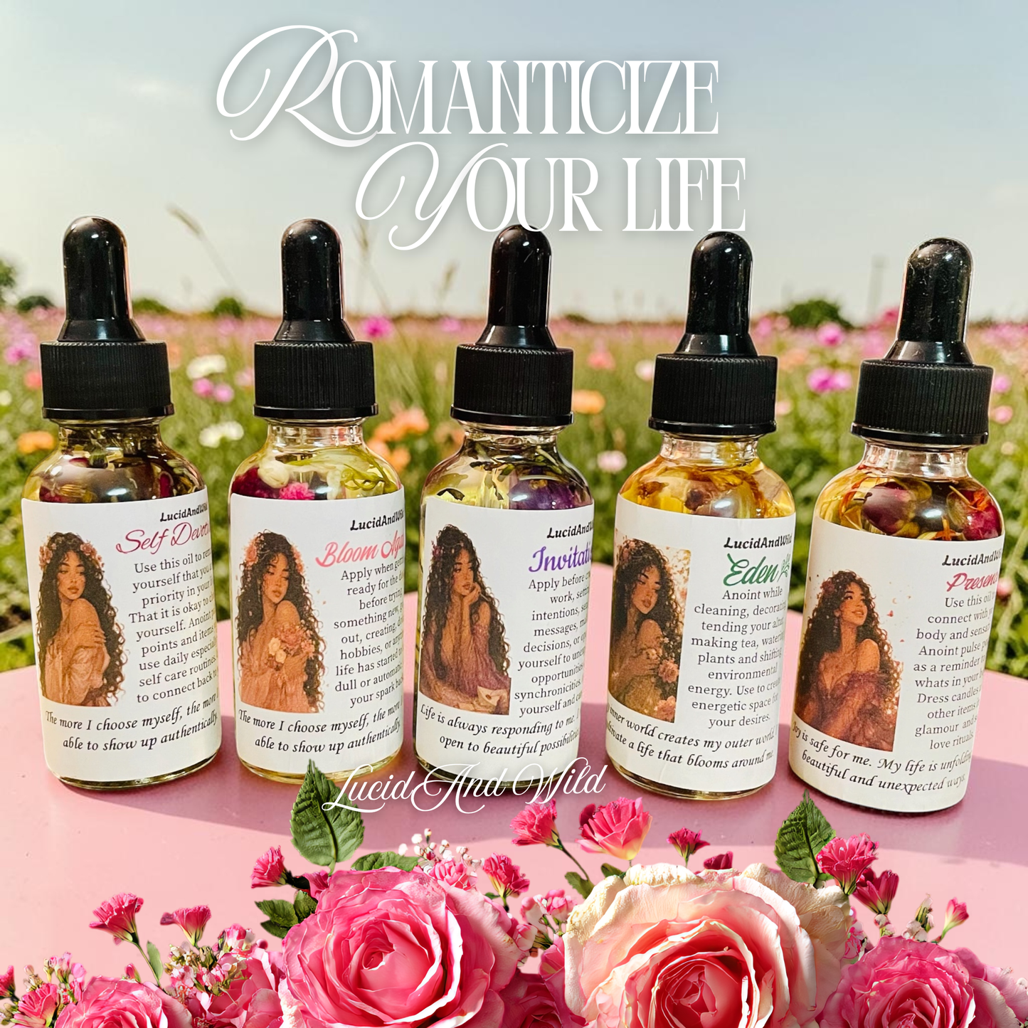 Romanticize your life oils - Self Devotion, Bloom Again, Invitation, Eden, Presence