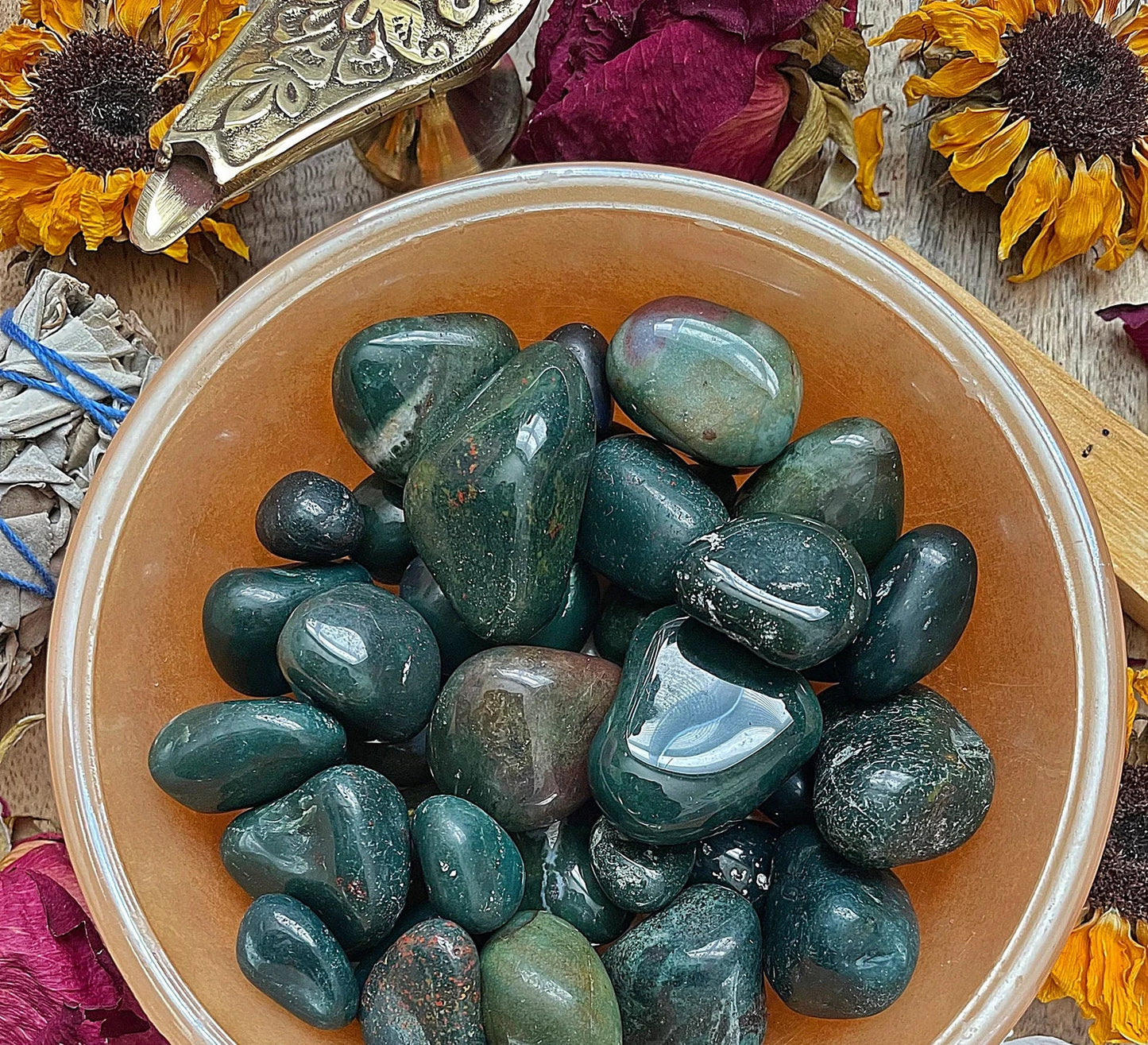 Bloodstone Tumbled Stone .75 -1 inch size