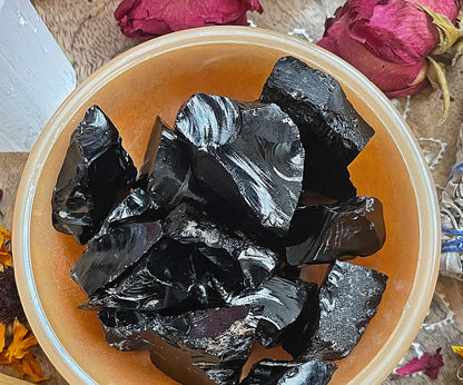 Black Obsidian Rough Stone .75 -1 inch size