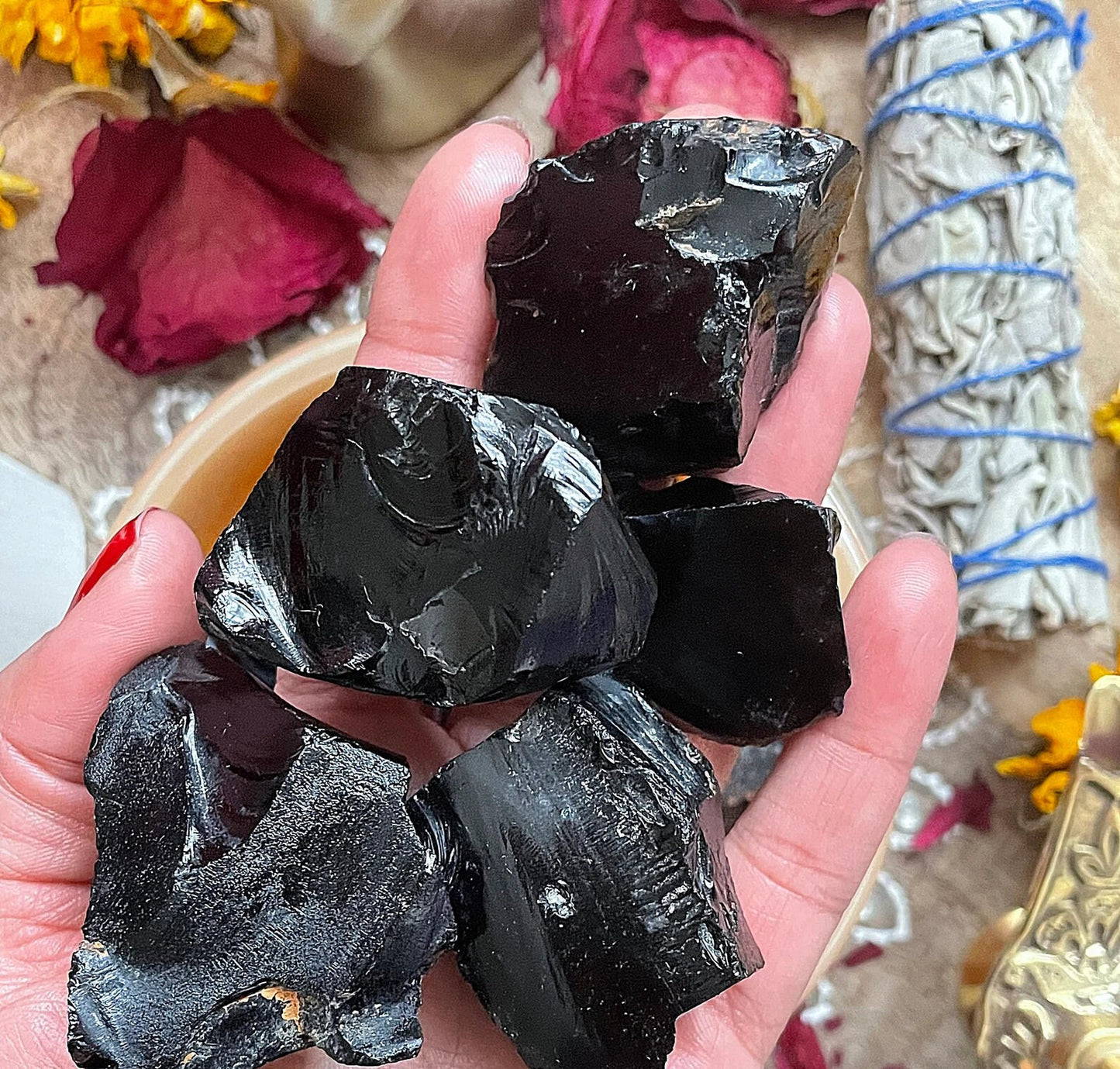 Black Obsidian Rough Stone .75 -1 inch size