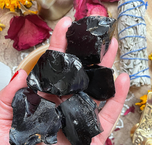 Black Obsidian Rough Stone .75 -1 inch size